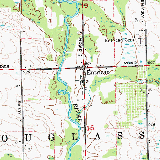 Topographic Map of Entrician Bible Church, MI