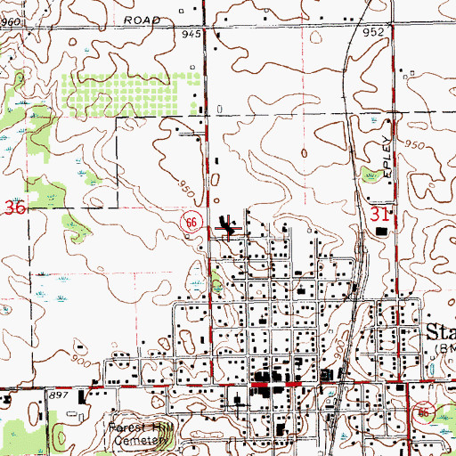 Topographic Map of Stanton Elementary School, MI