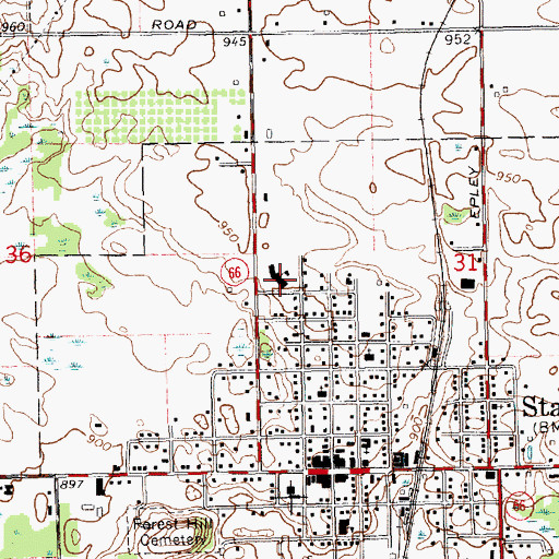 Topographic Map of Stanton Elementary School, MI