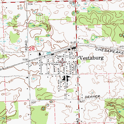 Topographic Map of Richland Township Library, MI