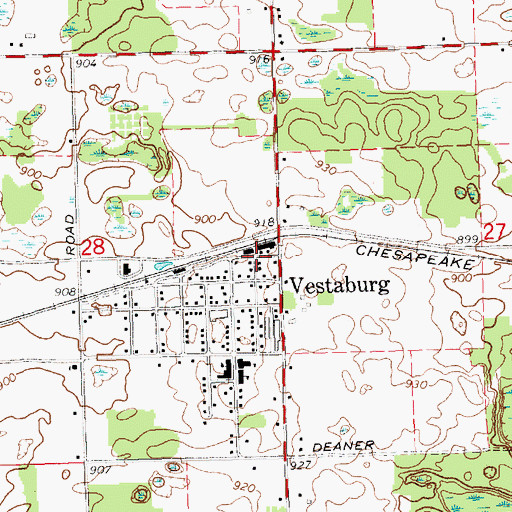 Topographic Map of Vestaburg Station (historical), MI