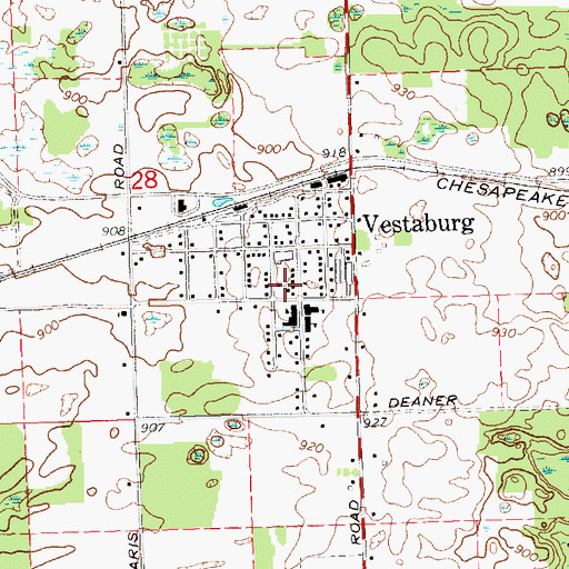 Topographic Map of Vestaburg Church of Christ, MI