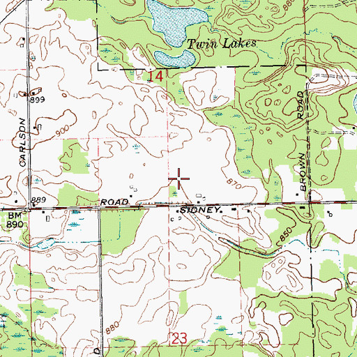 Topographic Map of Montcalm Community College, MI