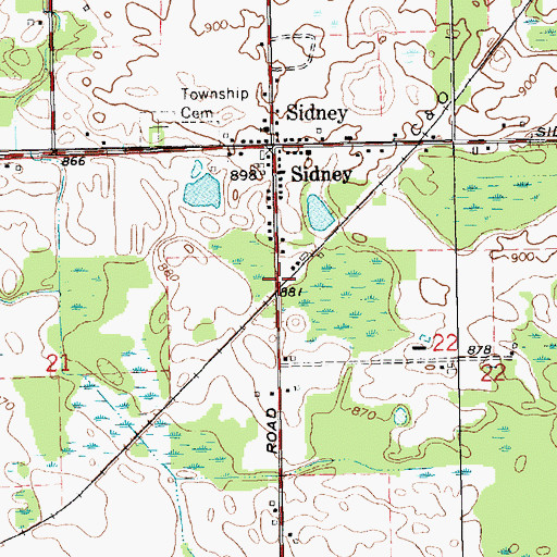 Topographic Map of Sidney Station (historical), MI