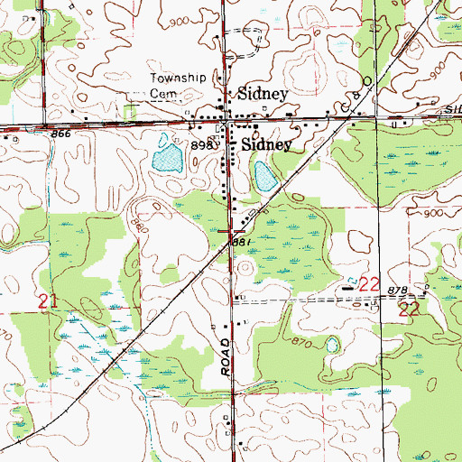 Topographic Map of Sidney Station (historical), MI