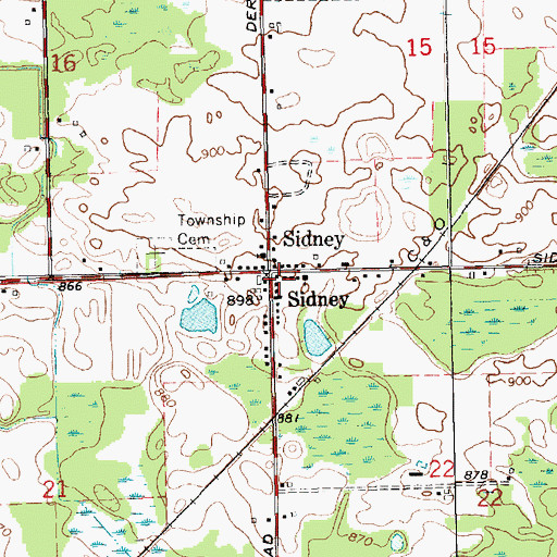 Topographic Map of Sidney Post Office, MI