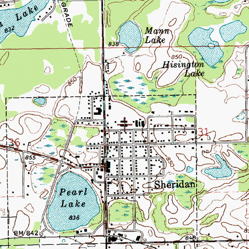 Topographic Map of Sheridan Elementary School, MI
