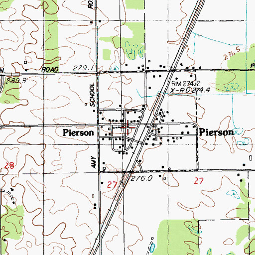 Topographic Map of Pierson Bible Church, MI