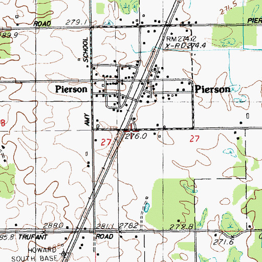 Topographic Map of Pierson Post Office, MI