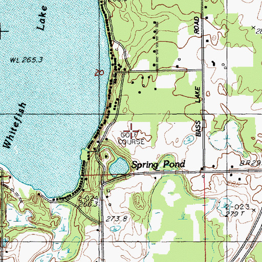 Topographic Map of Whitefish Lake Golf Club, MI