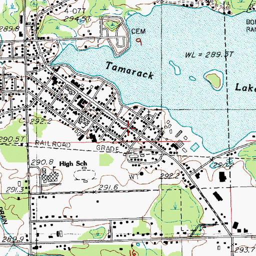 Topographic Map of Tamarack District Library, MI