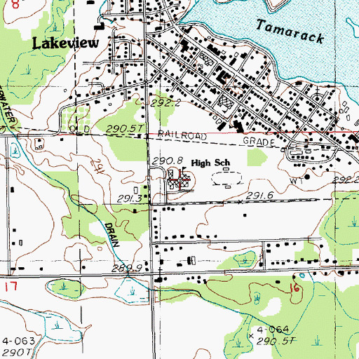 Topographic Map of Lakeview High School, MI