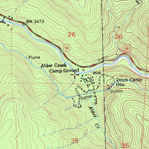 Topographic Map of Alder Creek, CA