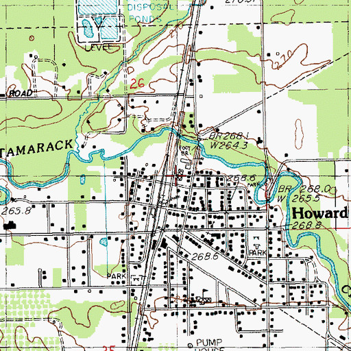 Topographic Map of Reynolds Township Library, MI