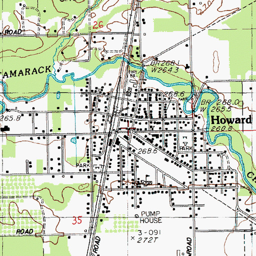 Topographic Map of Howard City Police Department, MI