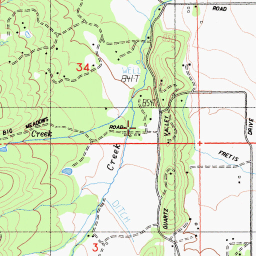 Topographic Map of Alder Creek, CA