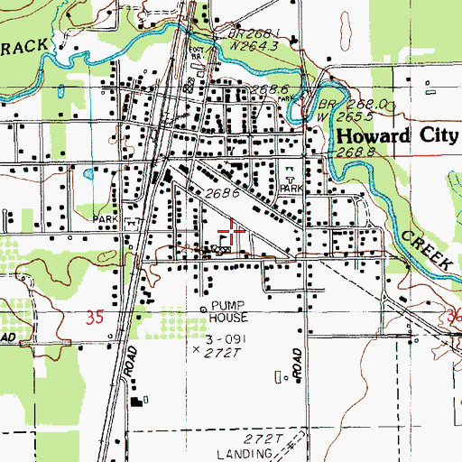 Topographic Map of First Baptist Church, MI