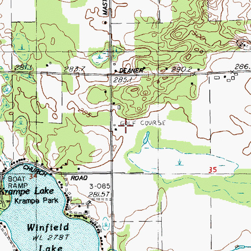 Topographic Map of Birchwood Golf Course, MI