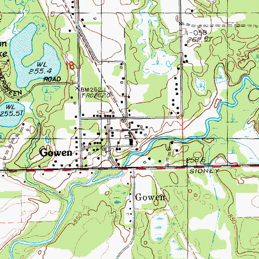 Topographic Map of Gowen Station (historical), MI