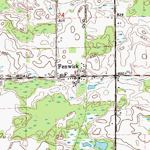 Topographic Map of Fenwick Post Office, MI