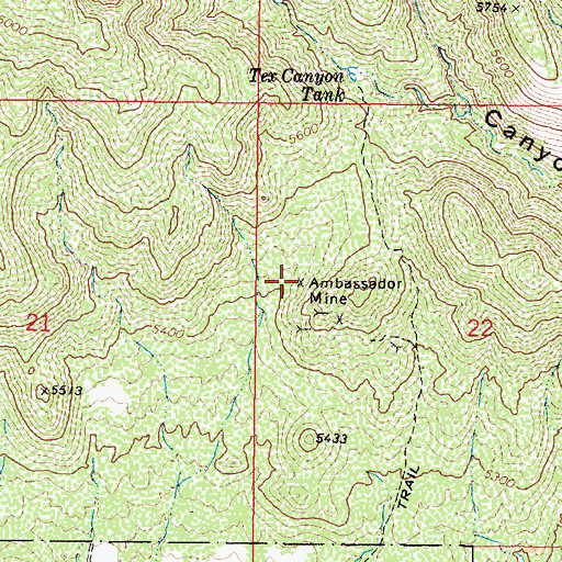 Topographic Map of Ambassador Mine, AZ