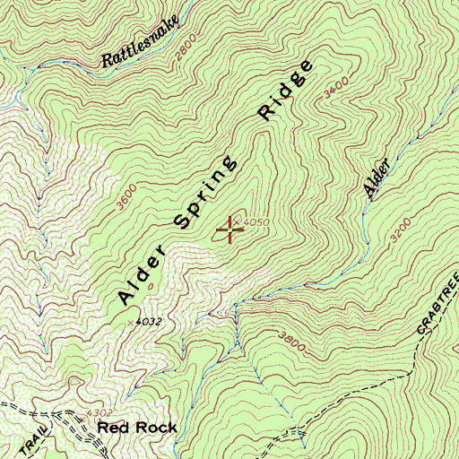 Topographic Map of Alder Spring Ridge, CA