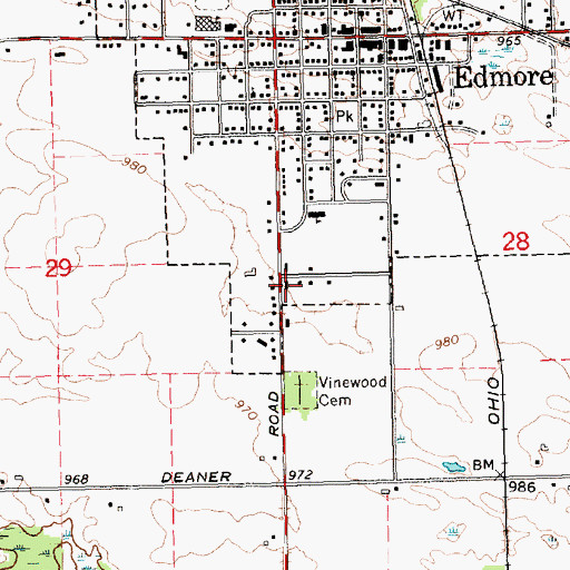 Topographic Map of Faith United Methodist Church, MI