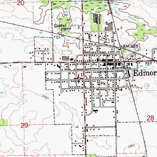 Topographic Map of First Baptist Church, MI