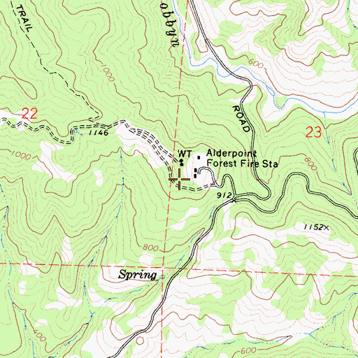 Topographic Map of California Department of Forestry and Fire Protection Alderpoint Station, CA