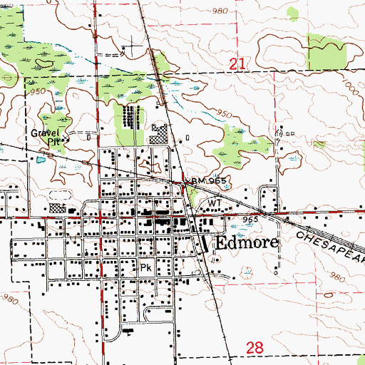 Topographic Map of Edmore Station (historical), MI