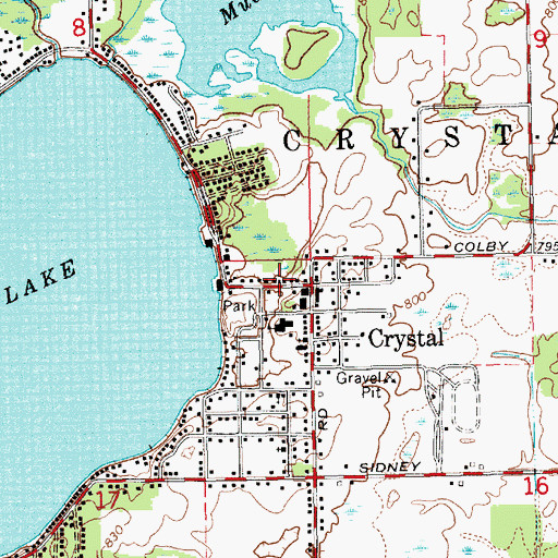 Topographic Map of Crystal Community Library, MI