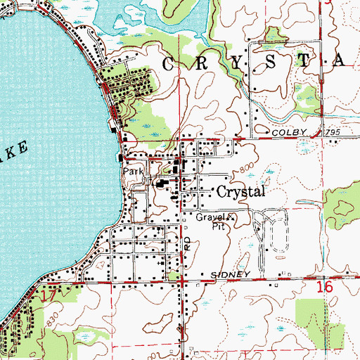 Topographic Map of Crystal Post Office, MI