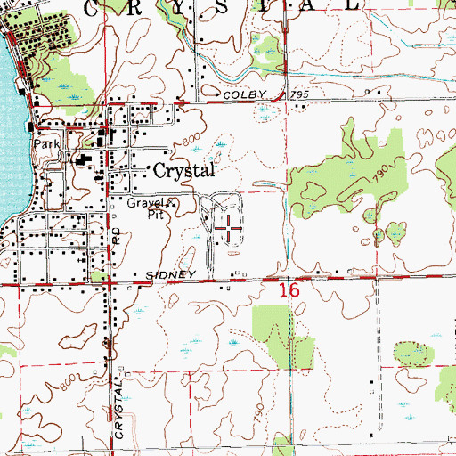 Topographic Map of Crystal Motor Speedway, MI