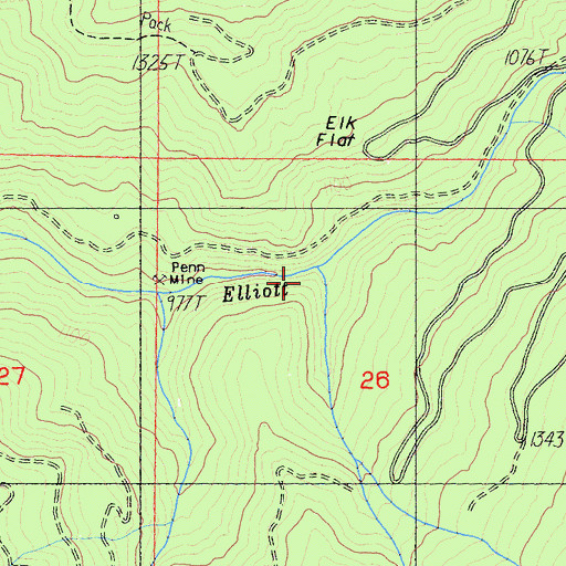 Topographic Map of Alex Creek, CA