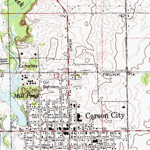 Topographic Map of Carson City Station (historical), MI