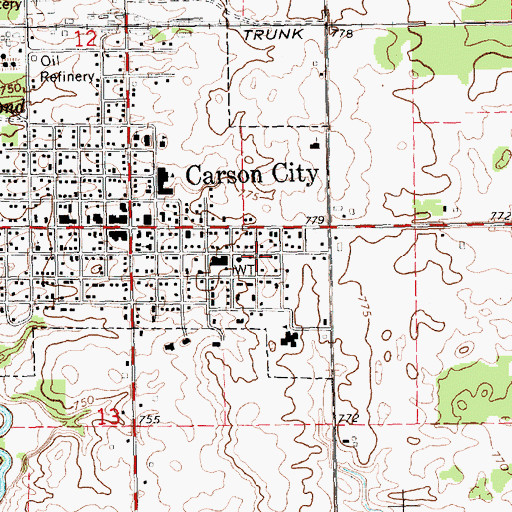 Topographic Map of Carson Family Care Center, MI