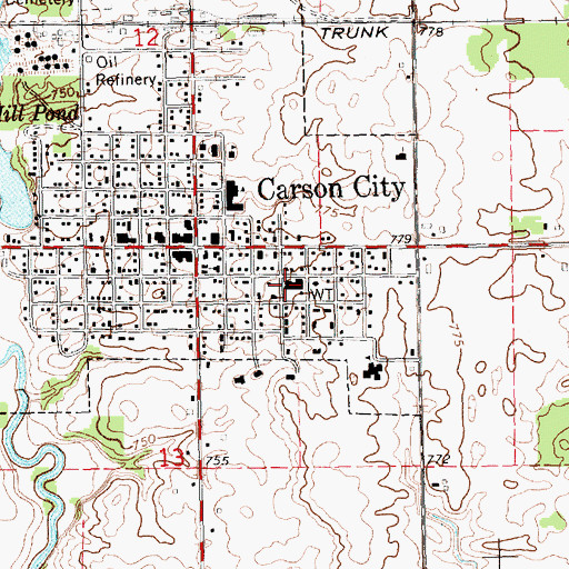 Topographic Map of Carson City Hospital, MI