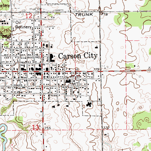 Topographic Map of Calvary Lutheran Church, MI