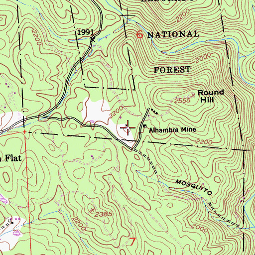 Topographic Map of Alhambra Mine, CA