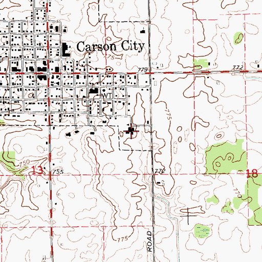 Topographic Map of Carson City Elementary School, MI