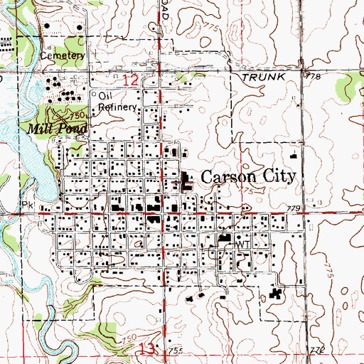 Topographic Map of Carson City High School, MI