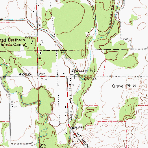 Topographic Map of Red Pines Campground, MI