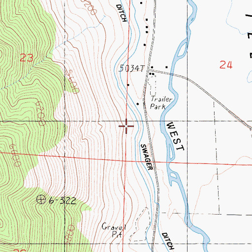 Topographic Map of Alkali Ditch, CA