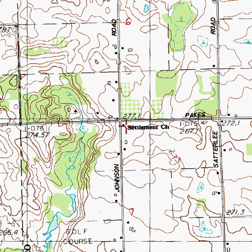 Topographic Map of Little Denmark Evangelical Lutheran Church Historical Marker, MI