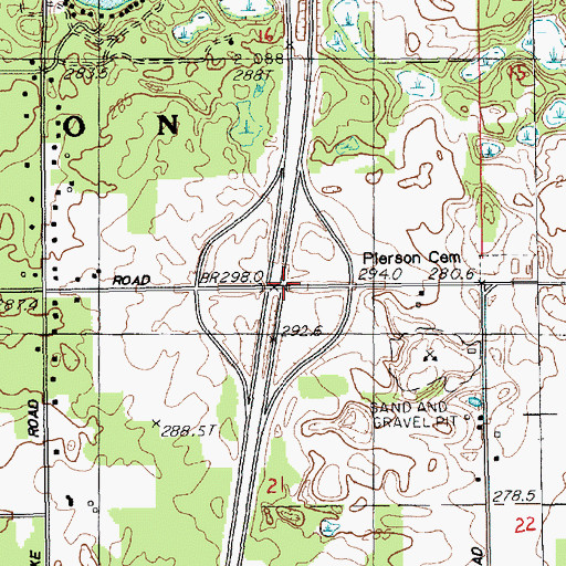 Topographic Map of Interchange 114, MI