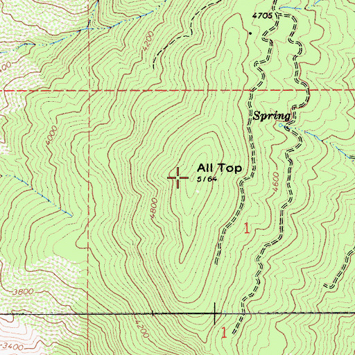 Topographic Map of All Top, CA