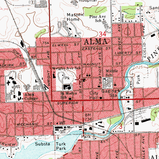 Topographic Map of Wilcox Health Care Center, MI