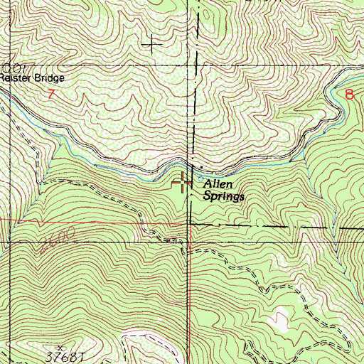 Topographic Map of Allen Springs, CA