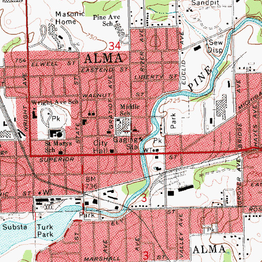 Topographic Map of Wesleyan Church, MI