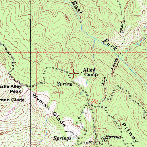 Topographic Map of Alley Camp, CA